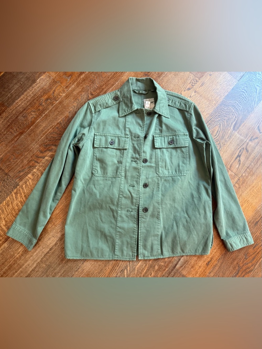 Madewell Olive Green Button-Up Jacket with Spare Button